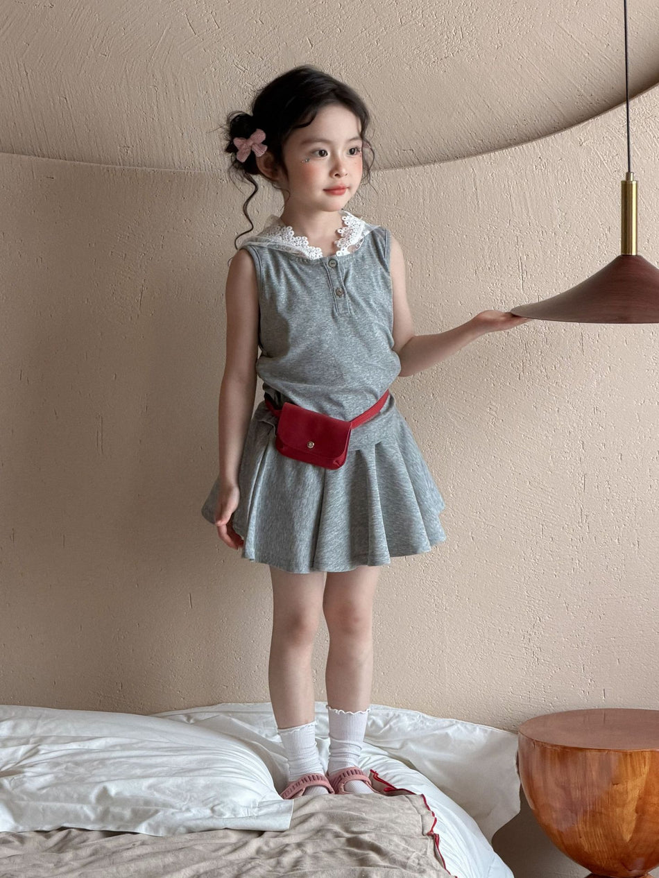 Girls Hooded Sleeveless Skirt Set Summer 2026