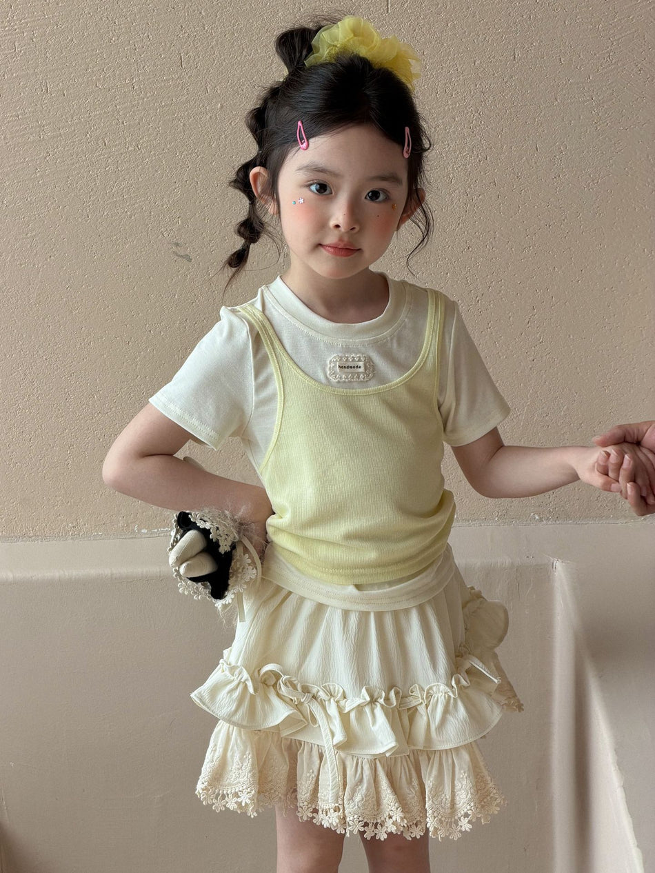 Girls Mori Fake Two-Piece Culotte Set Summer 2026