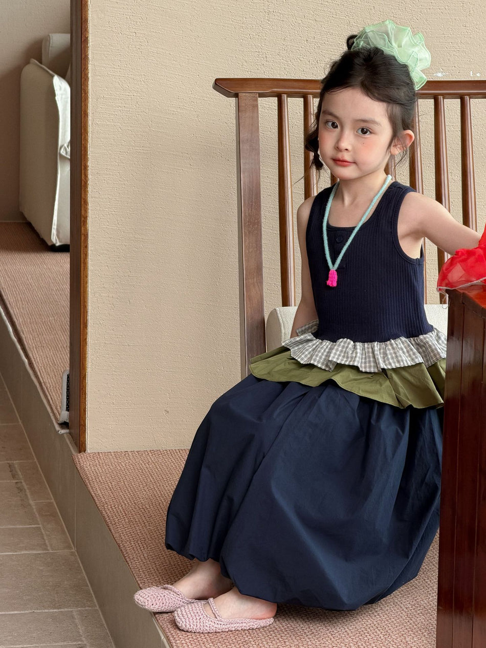 Girls Mori Plaid Ruffle Two-Piece Set Summer 2026