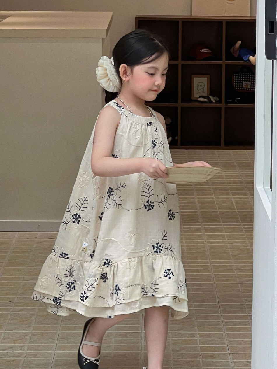 Girls 2026 Jacquard Embroidered Summer Dress