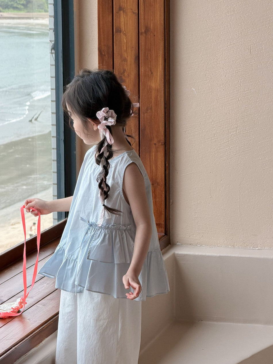 Girls Korean Summer 2-Piece Vest & Wide Pants Set