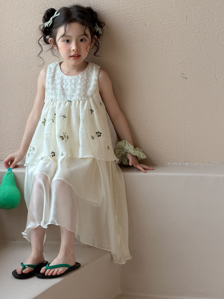 Girls French Embroidered Fairy Summer Dress