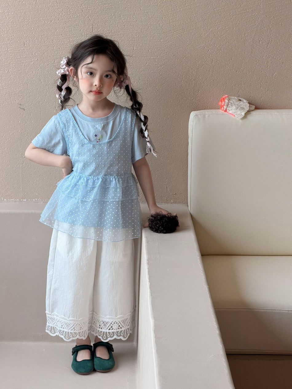 Girls Korean 3-Piece Mesh Vest Summer Suit 2026