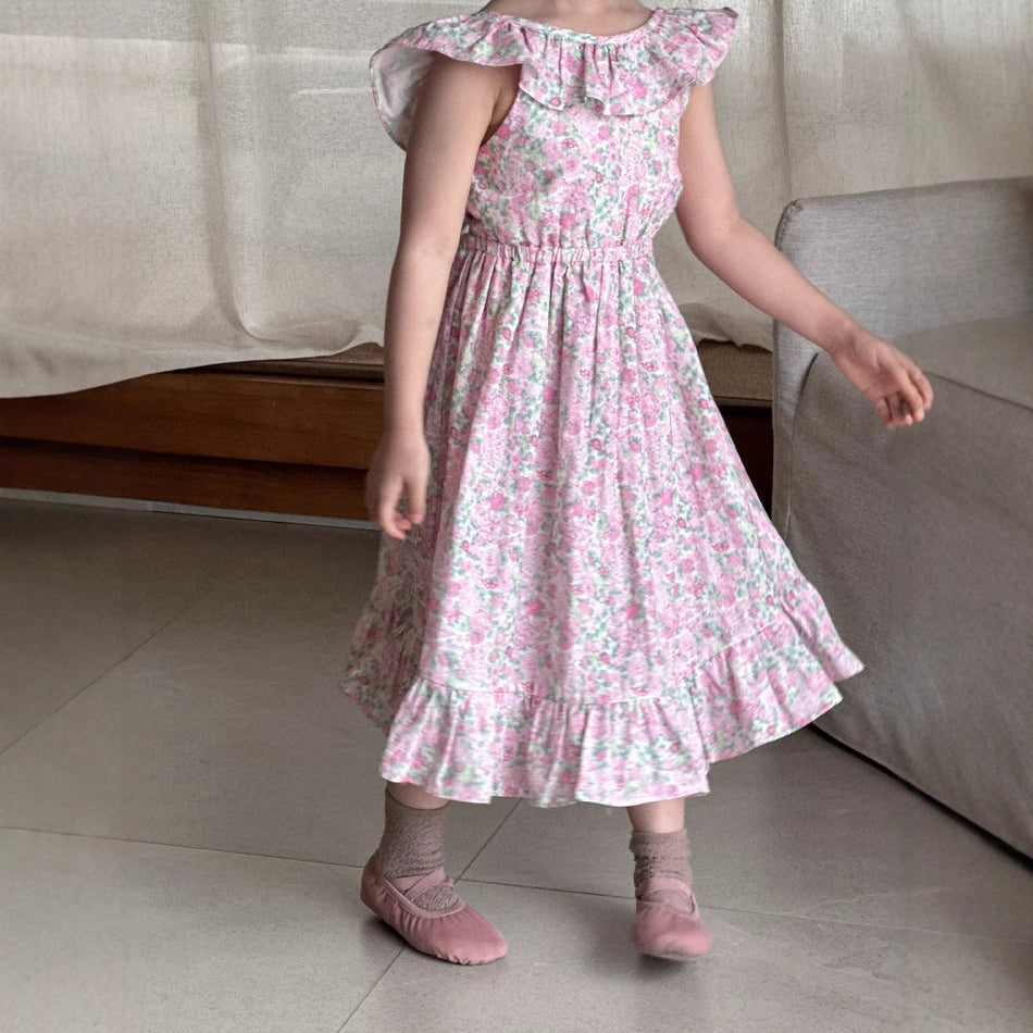 Girls Korean Beach Backless Long Dress 2025