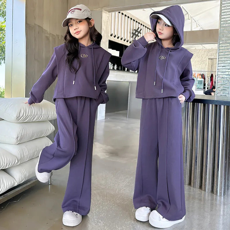 Girls Korean Hoodie Tracksuit Set Autumn 2026