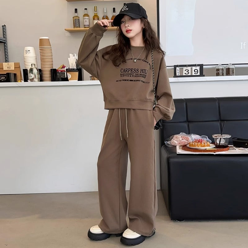 Girls Korean Sports Sweatshirt Set Autumn 2026