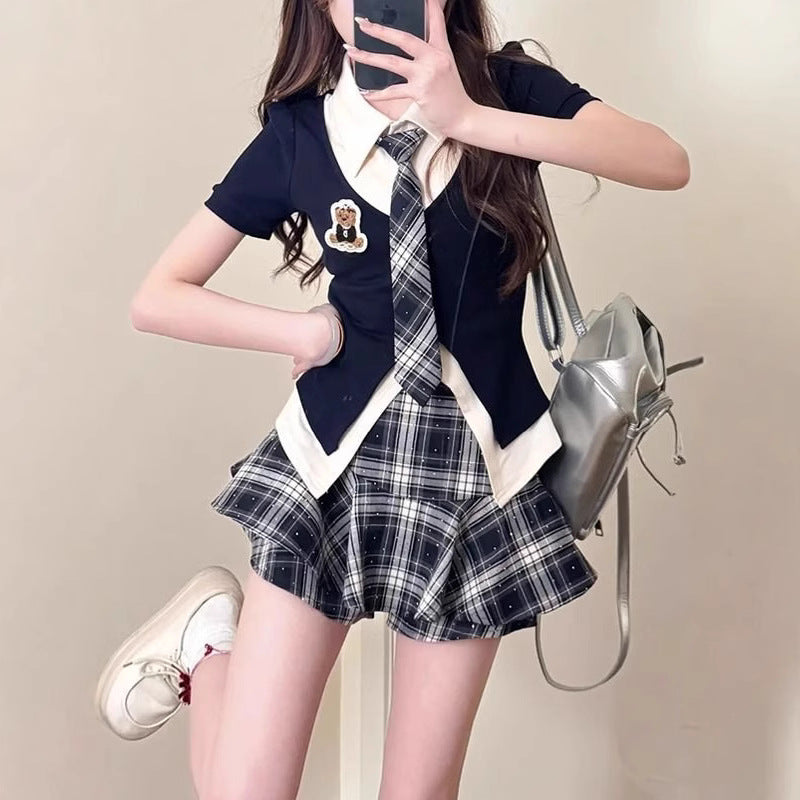 Girls Korean Two-Piece Style Summer Skirt Set 2026