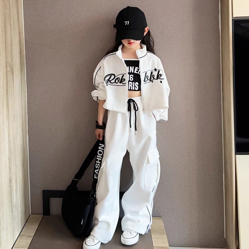 Girls Korean Striped Jacket Pants Set Spring Autumn 2026