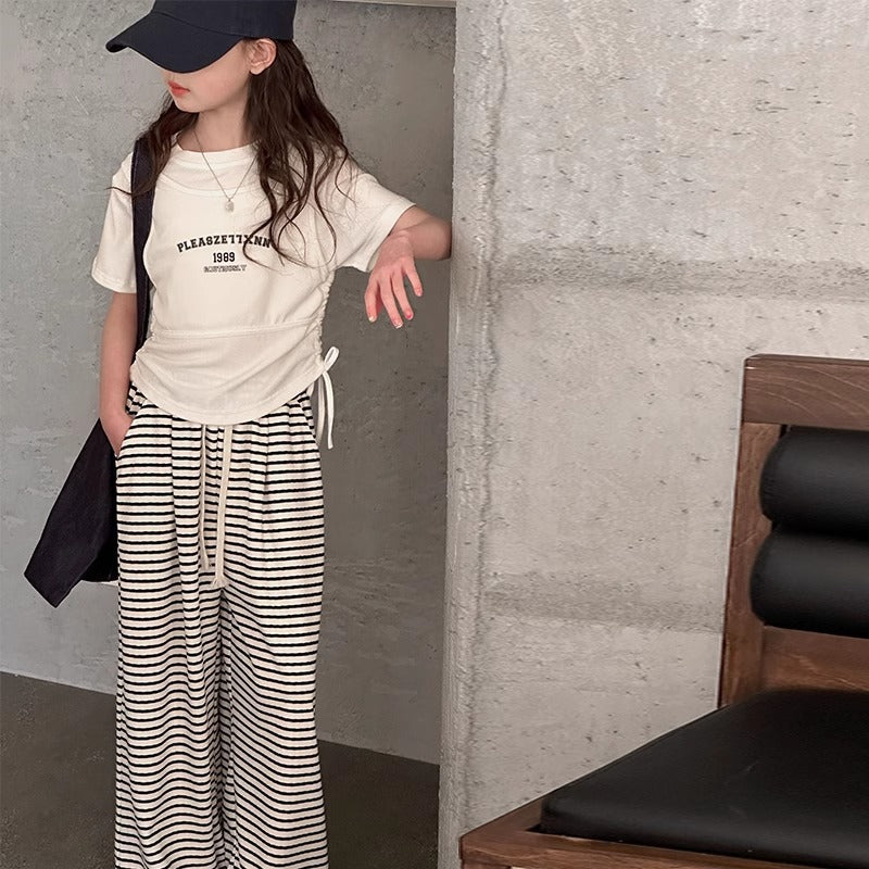 Girls Striped Pants & T-Shirt Summer Set