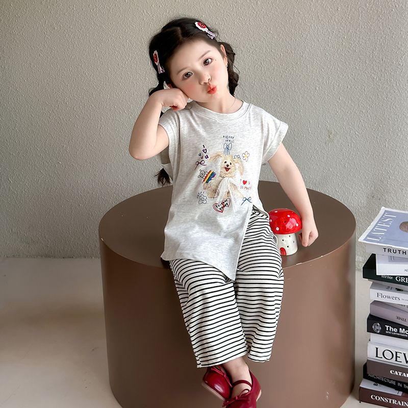 Girls Striped T-Shirt & Pants Set
