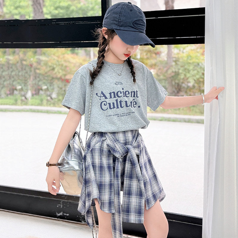 Girls Letter T-Shirt & Skirt Set