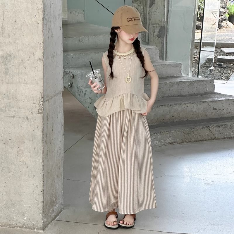 Girls Ruffled Vest Top Two-Piece Set