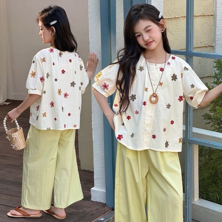 Girls T-Shirt & Wide Leg Pants Set