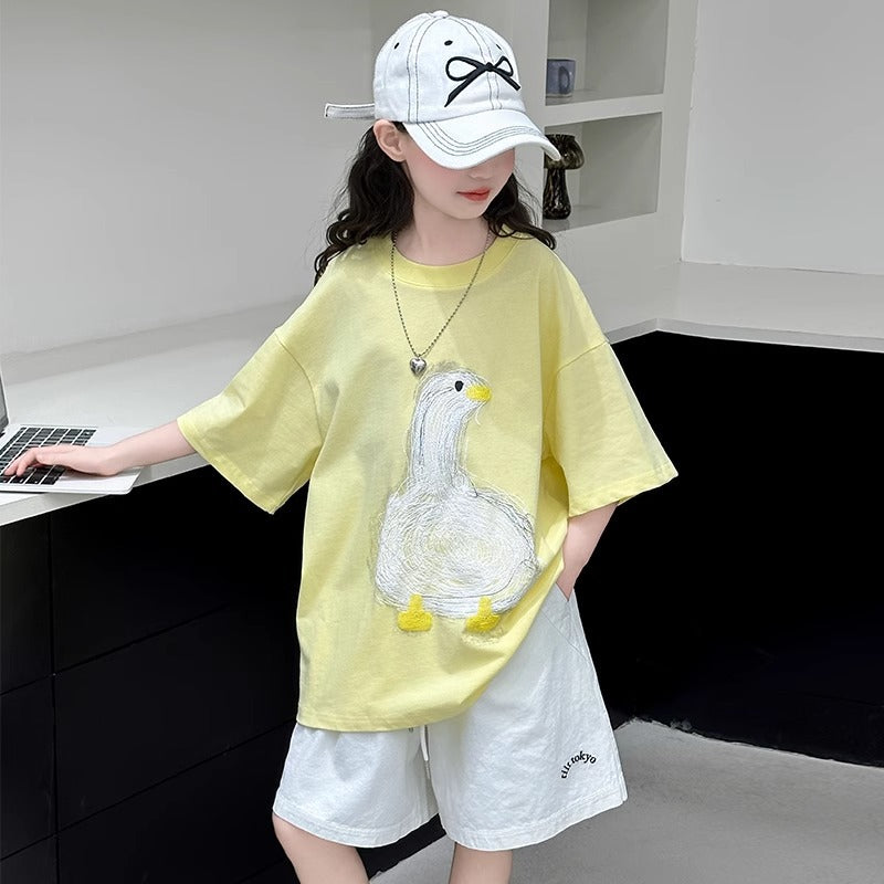 Baby Girl Cartoon T-Shirt & Shorts Set
