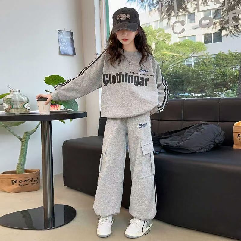 Girls Striped Overalls Sweater Set