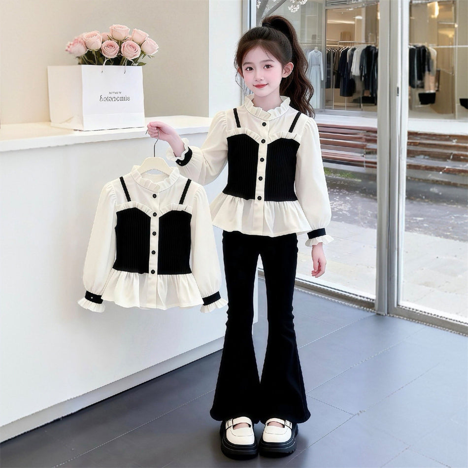 Girls Sling Shirt Spring Two-Piece Set
