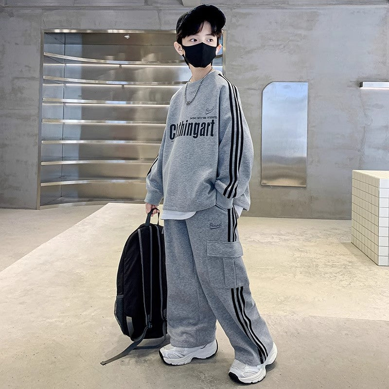 Boys Striped Sweater Shirt & Pants Set