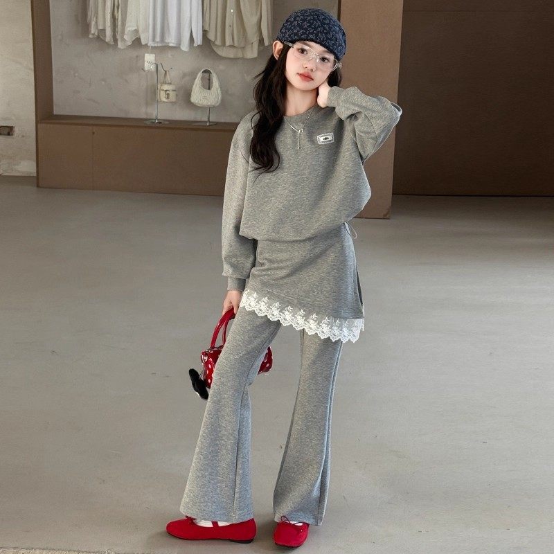 Girls Sweater & Skirt Pants Set