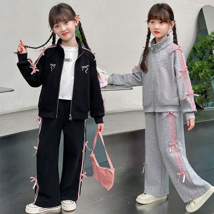 Girls Korean Cardigan Sports Set