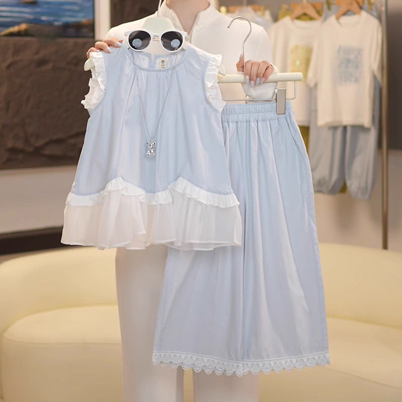 Girls Mesh Vest & Pants Summer Set
