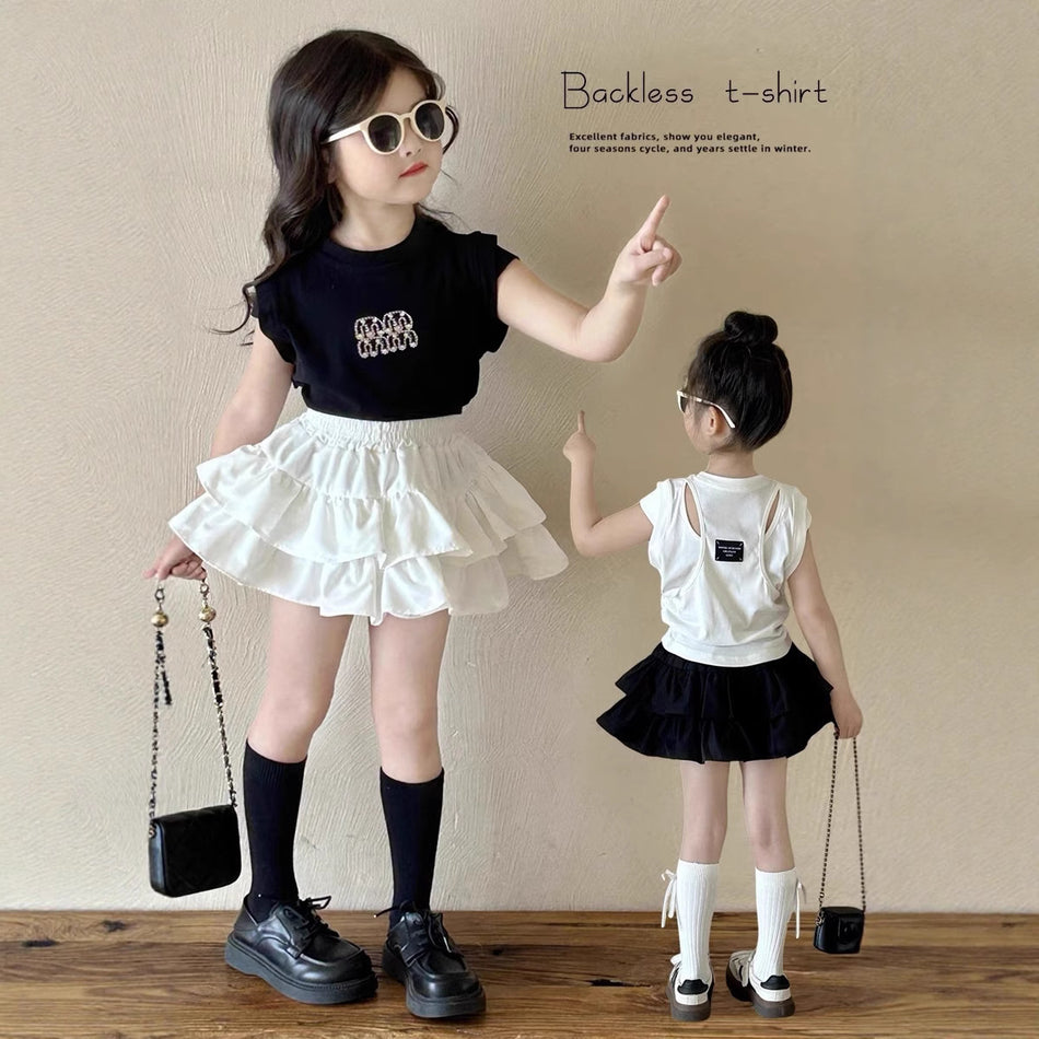 Girls Letter T-Shirt & Cake Skirt Set