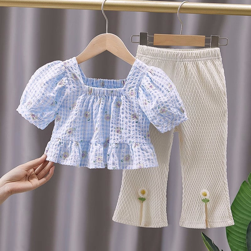 Girls Floral Doll Shirt Pants Set