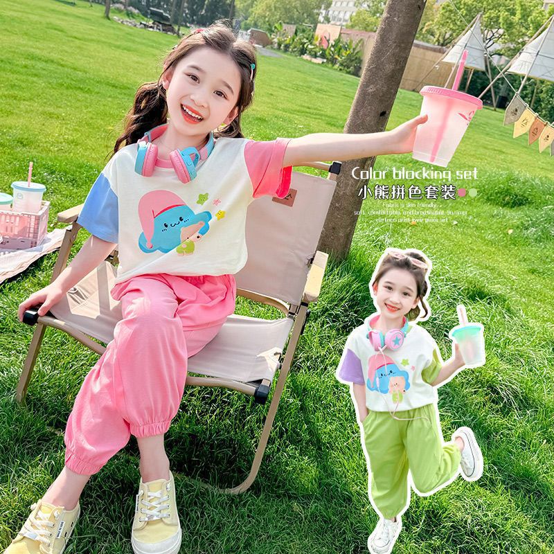 Girls Cartoon T-Shirt Pants Set