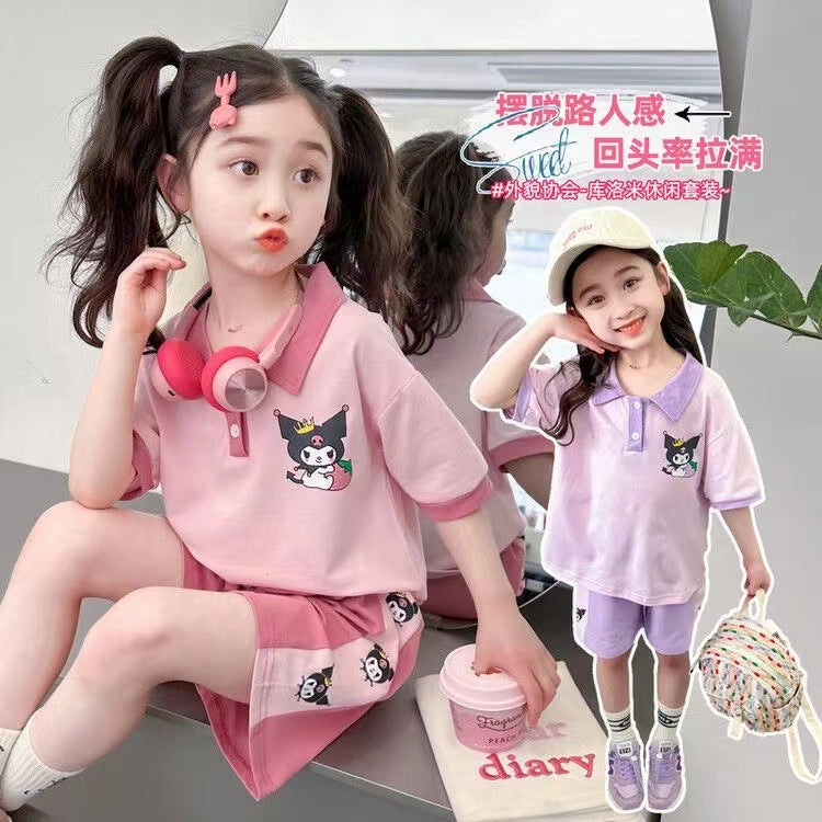 Girls Cartoon Top Shorts Set 2024