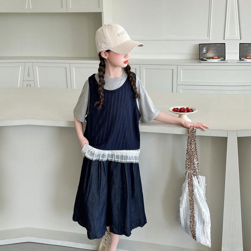 Girls Lace Polka Dot 3-Piece Set – Summer Outfit