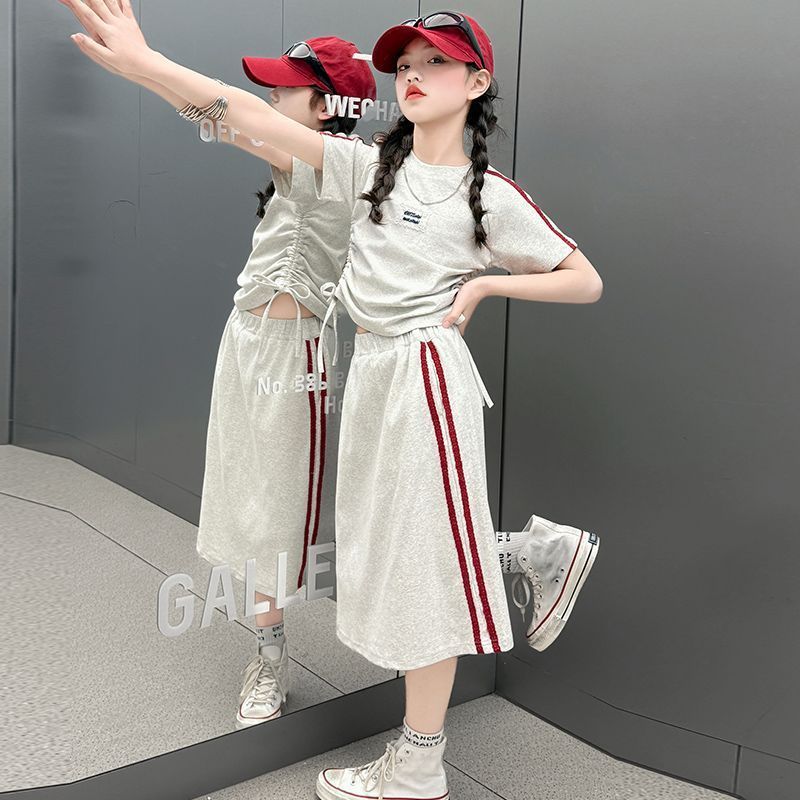Girls Korean Striped Dress Set – Summer Two-Piece