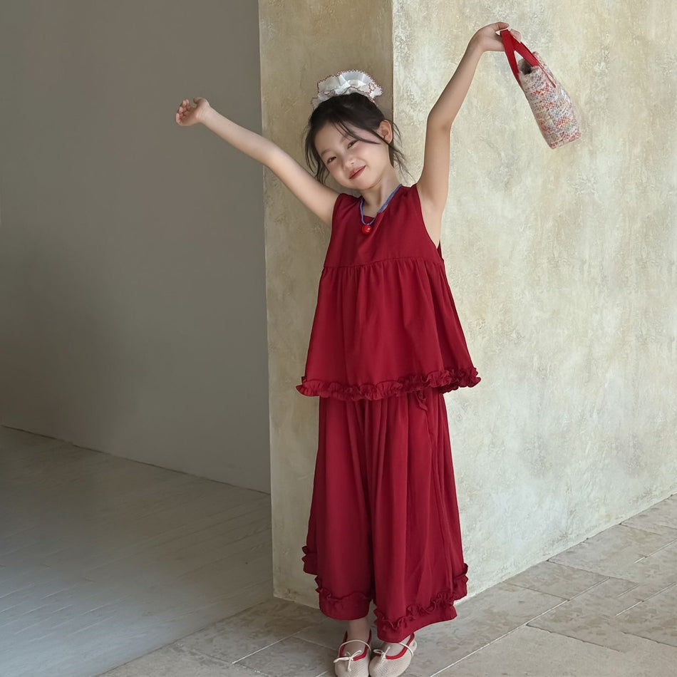 Girls Korean Sleeveless Set – Summer Thin Outfit