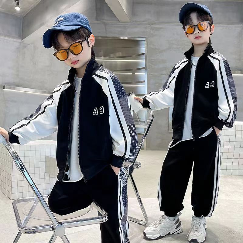 Boys Korean Sports Set – Patchwork Jacket Outfit