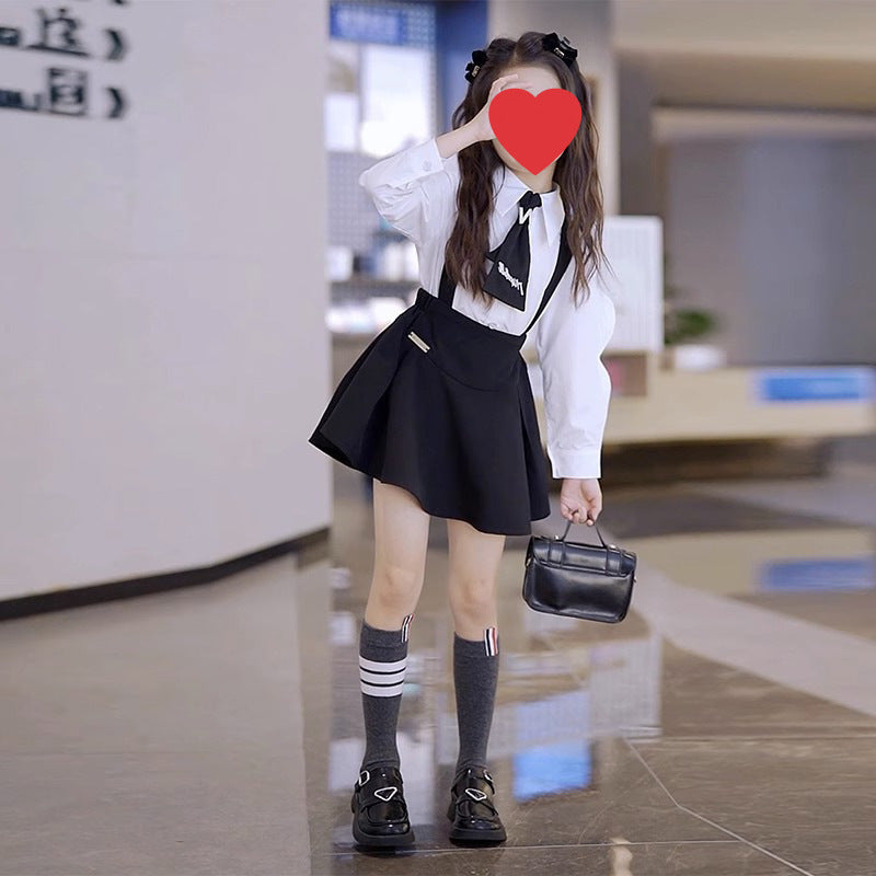 Baby Girl Academy Set – Shirt & Suspender Skirt