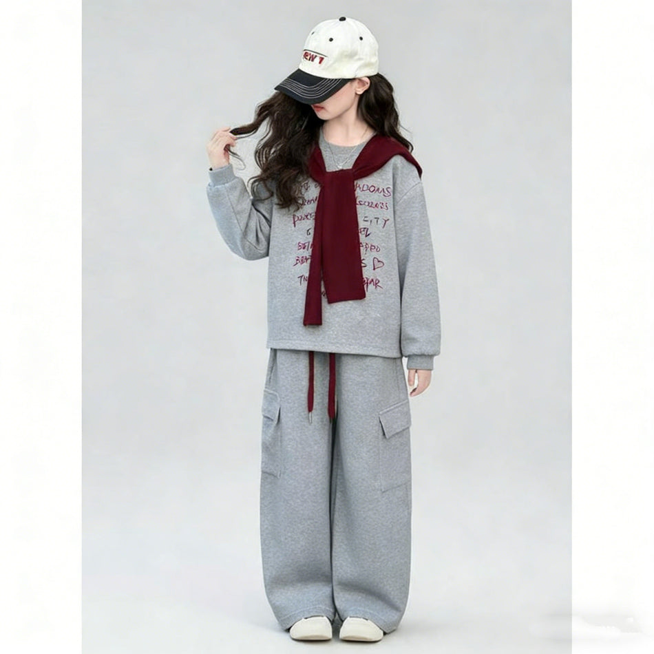 Girls Korean Sports Set – Spring Autumn Pants Outfit