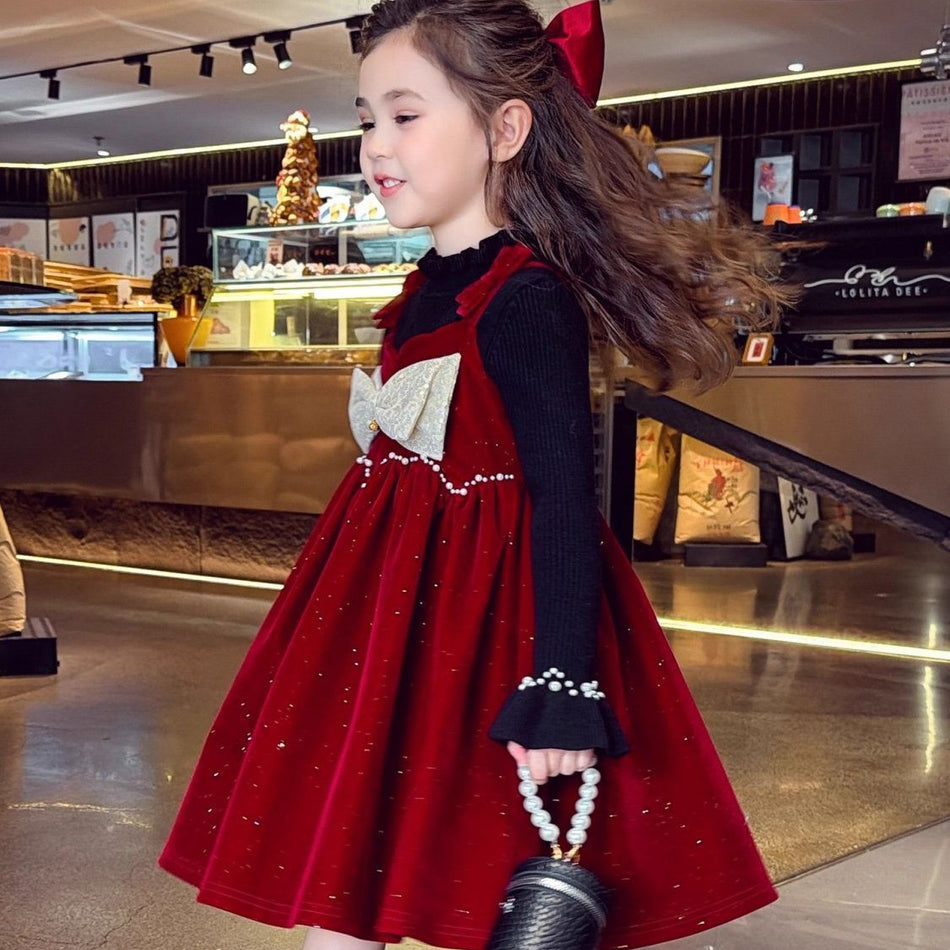 Girls Suspender Skirt Set – Winter Korean Outfit