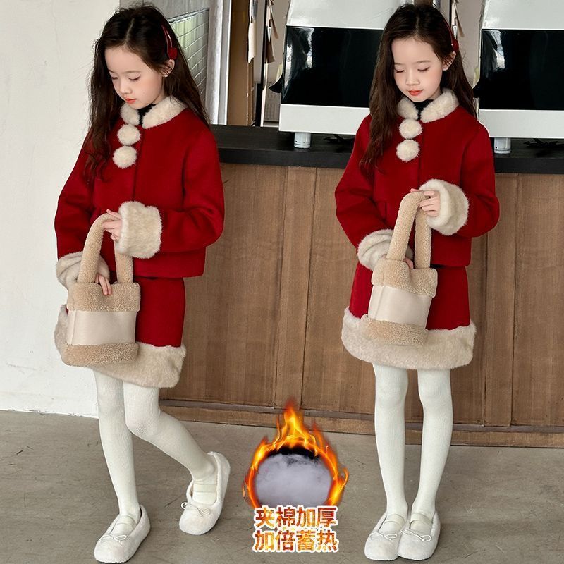 Girls Velvet Skirt Set – Winter Festive Outfit Dress