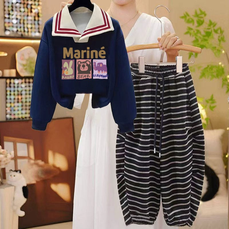 Girls Striped Sweatshirt Set – Autumn Pants Outfit