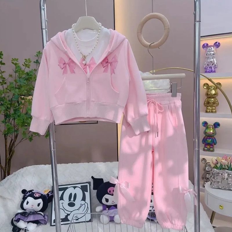 Girls Hooded Jacket Set – Autumn 3-Piece Outfit