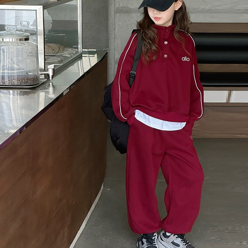 Girls Fleece Sweatshirt Set – Winter Sports Outfit