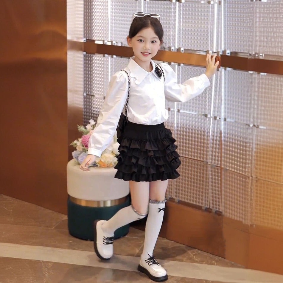 Girls Polo Skirt Set – Spring Autumn Outfit Suit