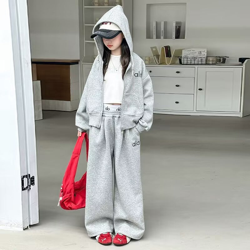 Girls Plaid Zipper Set – Spring Autumn Outfit