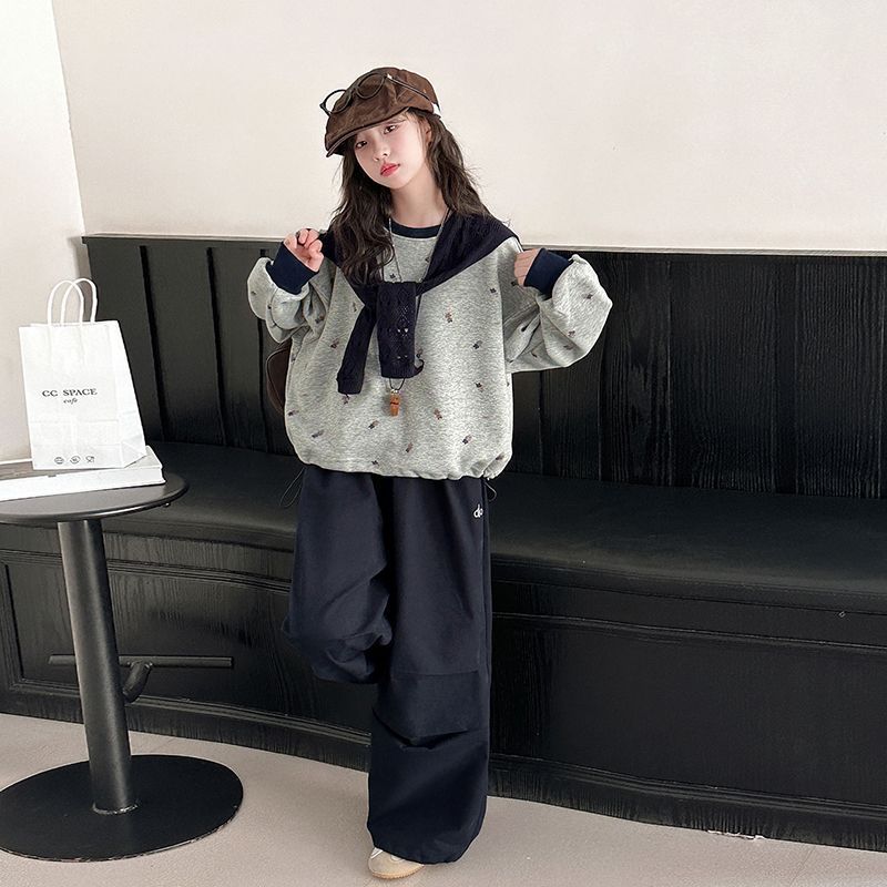 Girls College Sweatshirt Set – Autumn Casual Outfit
