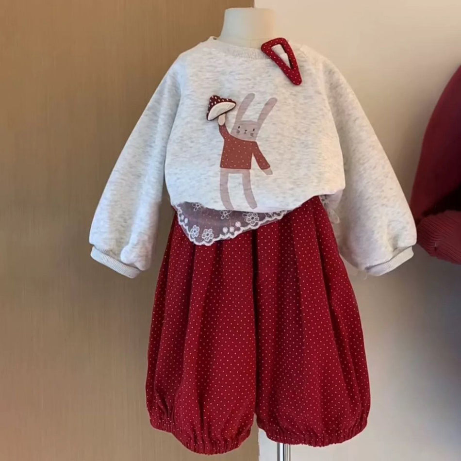 Girls Polka Dot Sweatshirt Set – Autumn Pants Outfit