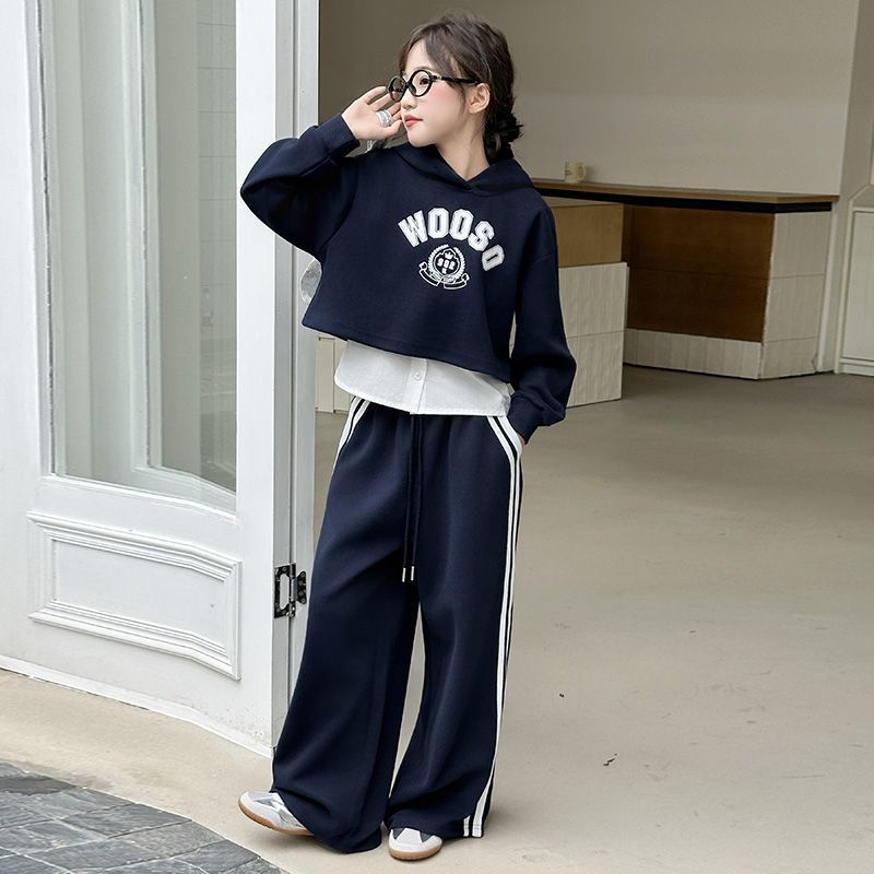 Girls Wide-Leg Set – Autumn Sweatshirt Outfit Suit