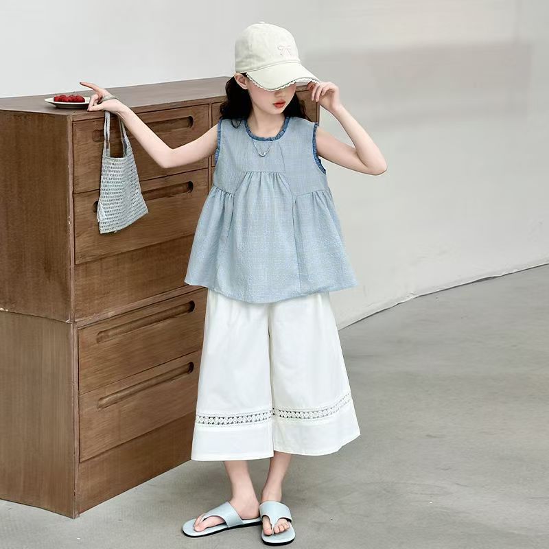 Girls Lace Sleeveless Princess Two-Piece Set