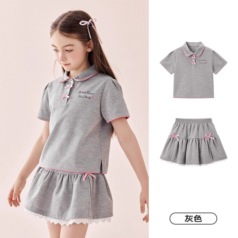 Girls Bow Skirt Two-Piece Summer Set