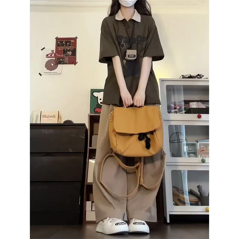 Girls Preppy Lapel Wide-Leg Summer Set