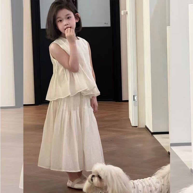 Girls Off-Shoulder Ruffle Skirt Summer Set