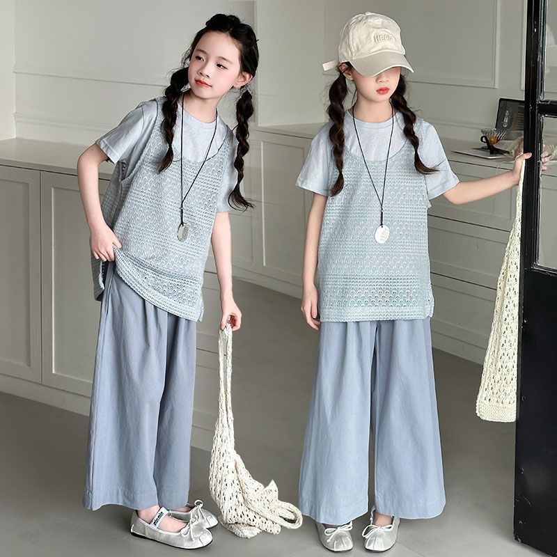 Girls Korean Vest Pants 3-Piece Summer Set