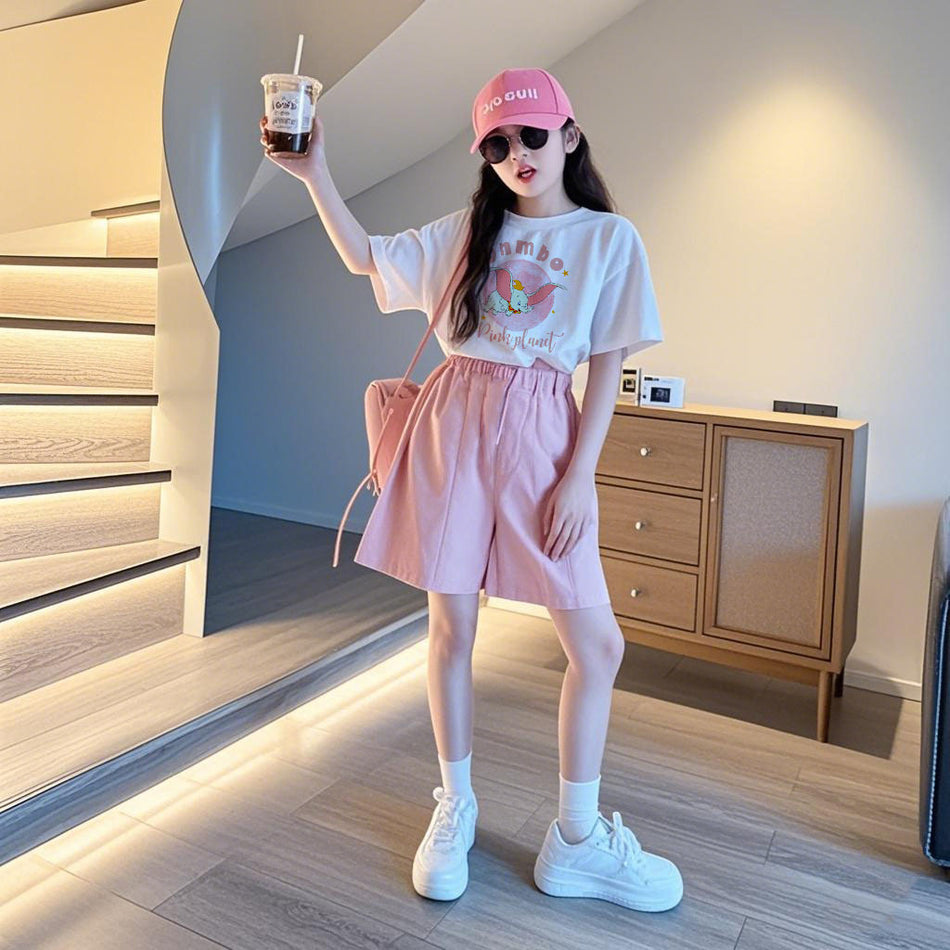 Girls Cartoon Sports Shorts Summer Set